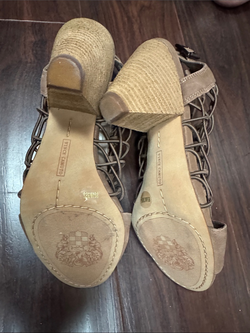 Vince Camuto Brown Suede Strappy Block Heel Sandals NWOT - Picture 5 of 6